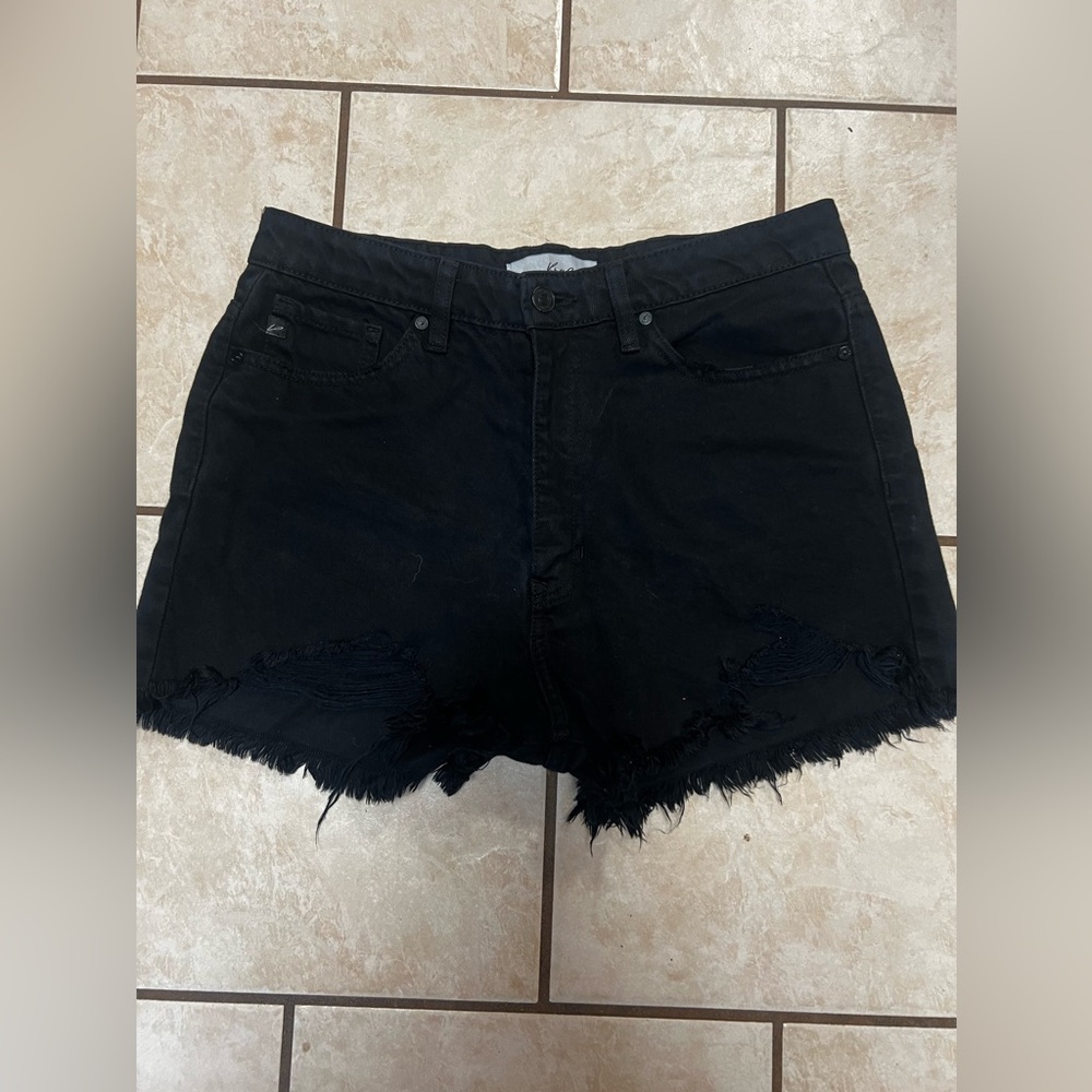 Kancan black distressed shorts